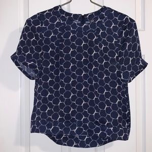 Armani Exchange: Short Sleeve Navy & White Floral Dress Shirt